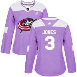 Adidas Columbus Blue Jackets #3 Seth Jones Purple Authentic Fights Cancer Womens Stitched NHL Jersey
