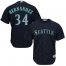 Seattle Mariners #34 Felix Hernandez Navy Blue Alternate Womens Stitched MLB Jersey