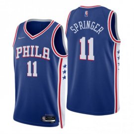 Nike Philadelphia 76ers #11 Jaden Springer Royal Mens 2021-22 NBA 75th Anniversary Diamond Swingman Jersey – Icon Edition Mens