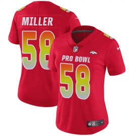 Nike Denver Broncos #58 Von Miller Red Womens Stitched NFL Limited AFC 2018 Pro Bowl Jersey