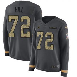 Nike Dallas Cowboys #72 Trysten Hill Anthracite Salute to Service Womens Stitched NFL Limited Therma Long Sleeve Jersey