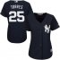 New York Yankees #25 Gleyber Torres Navy Blue Alternate Womens Stitched MLB Jersey