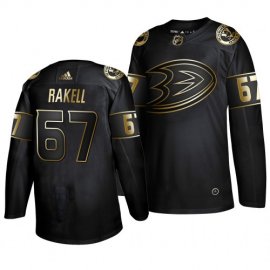 Adidas Anaheim Ducks #67 Rickard Rakell Mens 2019 Black Golden Edition Authentic Stitched NHL Jersey