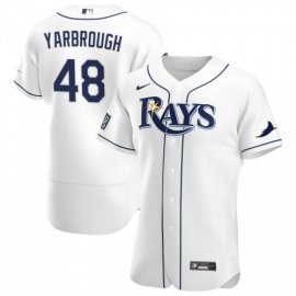 Tampa Bay Rays #48 Ryan Yarbrough Mens Nike White Home 2020 World Series Bound Authentic Player MLB Jersey