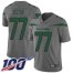 Nike New York Jets #77 Mekhi Becton Gray Mens Stitched NFL Limited Inverted Legend 100th Season Jersey