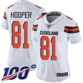 Nike Cleveland Browns #81 Austin Hooper White Womens Stitched NFL 100th Season Vapor Untouchable Limited Jersey
