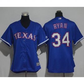 Texas Rangers #34 Nolan Ryan Blue Alternate Womens Stitched MLB Jersey
