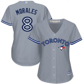 Toronto Blue Jays #8 Kendrys Morales Grey Road Womens Stitched MLB Jersey