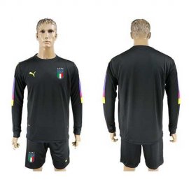 Italy Blank Black Long Sleeves Goalkeeper Soccer Country Jersey