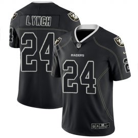 Nike Las Vegas Raiders #24 Marshawn Lynch Lights Out Black Mens Stitched NFL Limited Rush Jersey