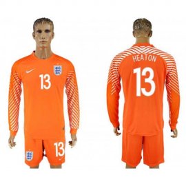 England #13 HERTON Orange Goalkeeper 2018 FIFA World Cup Long Sleeve Soccer Jersey