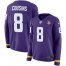 Nike Minnesota Vikings #8 Kirk Cousins Purple Team Color Womens Stitched NFL Limited Therma Long Sleeve Jersey