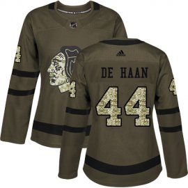 Adidas Chicago Blackhawks #44 Calvin De Haan Green Salute to Service Womens Stitched NHL Jersey