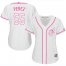 Cleveland Indians #55 Roberto Perez White/Pink Fashion Womens Stitched MLB Jersey