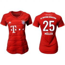 Womens Bayern Munchen #25 Muller Home Soccer Club Jersey