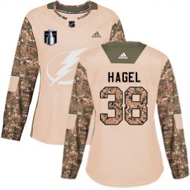 Adidas Tampa Bay Lightning #38 Brandon Hagel Camo Womens Authentic 2022 Stanley Cup Final Patch Veterans Day Stitched NHL Jersey Womens