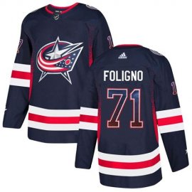 Adidas Columbus Blue Jackets #71 Nick Foligno Navy Blue Home Authentic Drift Fashion Stitched NHL Jersey