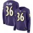 Nike Baltimore Ravens #36 Chuck Clark Purple Team Color Womens Stitched NFL Limited Therma Long Sleeve Jersey