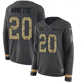 Nike Las Vegas Raiders #20 Damon Arnette Anthracite Salute to Service Womens Stitched NFL Limited Therma Long Sleeve Jersey