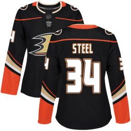 Adidas Anaheim Ducks #34 Sam Steel Black Home Authentic Womens Stitched NHL Jersey