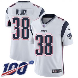 Nike New England Patriots #38 Brandon Bolden White Mens Stitched NFL 100th Season Vapor Limited Jersey