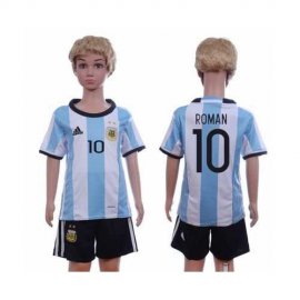 Argentina #10 Roman Home Kid Soccer Country Jersey