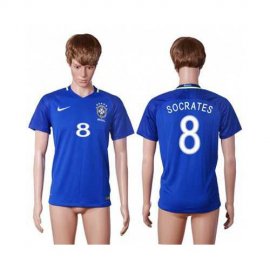 Brazil #8 Socrates Away Soccer Country Jersey