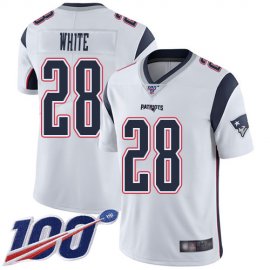 Nike New England Patriots #28 James White White Mens Stitched NFL 100th Season Vapor Limited Jersey