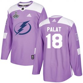 Adidas Tampa Bay Lightning #18 Ondrej Palat Purple Authentic Fights Cancer 2020 Stanley Cup Champions Stitched NHL Jersey