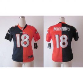 Nike Denver Broncos #18 Peyton Manning Orange/Blue Womens Stitched NFL Elite Split Jersey