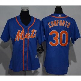New York Mets #30 Michael Conforto Blue Alternate Womens Stitched MLB Jersey