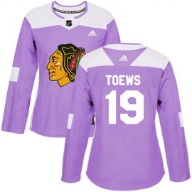 Adidas Chicago Blackhawks #19 Jonathan Toews Purple Authentic Fights Cancer Womens Stitched NHL Jersey