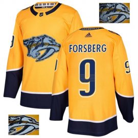 Adidas Nashville Predators #9 Filip Forsberg Yellow Home Authentic Fashion Gold Stitched NHL Jersey