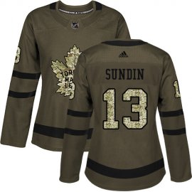 Adidas Toronto Maple Leafs #13 Mats Sundin Green Salute to Service Womens Stitched NHL Jersey