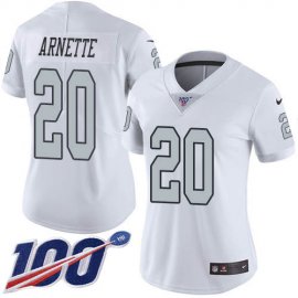 Nike Las Vegas Raiders #20 Damon Arnette White Womens Stitched NFL Limited Rush 100th Season Jersey