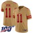 Nike San Francisco 49ers #11 Brandon Aiyuk Gold Mens Stitched NFL Limited Inverted Legend 100th Season Jersey