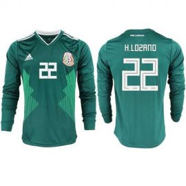 Mexico #22 H.Lozano Home Long Sleeves Soccer Country Jersey