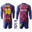 Barcelona #10 Messi Home Long Sleeves Kid Soccer Club Jersey