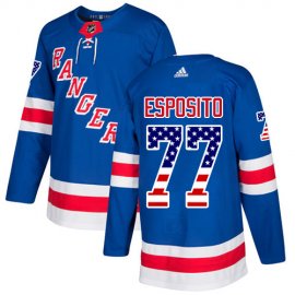 Adidas New York Rangers #77 Phil Esposito Royal Blue Home Authentic USA Flag Stitched NHL Jersey