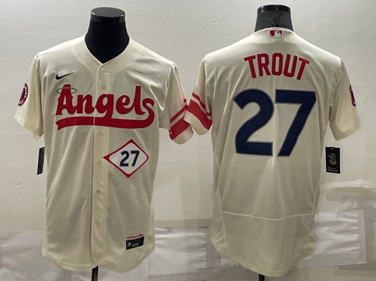 Angels 27 Mike Trout Cream 2022 City Connect Flexbase Jersey Angels 27 Mike Trout Cream 2022 City Connect Flexbase Jersey