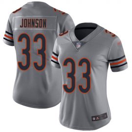 Nike Chicago Bears #33 Jaylon Johnson Silver Womens Stitched NFL Limited Inverted Legend Jersey