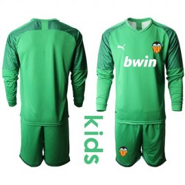 valencia Blank Green Goalkeeper Long Sleeves Kid Soccer Club Jersey