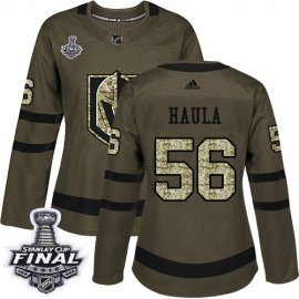 Adidas Vegas Golden Knights #56 Erik Haula Green Salute to Service 2018 Stanley Cup Final Womens Stitched NHL Jersey