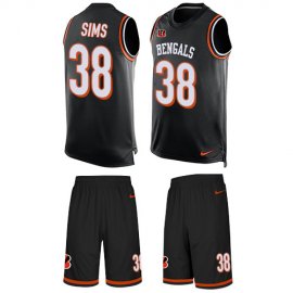 Nike Cincinnati Bengals #38 LeShaun Sims Black Team Color Mens Stitched NFL Limited Tank Top Suit Jersey