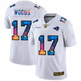 Los Angeles Rams #17 Robert Woods Mens White Nike Multi-Color 2020 NFL Crucial Catch Limited NFL Jersey