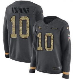 Nike Arizona Cardinals #10 DeAndre Hopkins Anthracite Salute to Service Womens Stitched NFL Limited Therma Long Sleeve Jersey