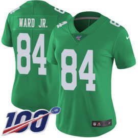 Nike Philadelphia Eagles #84 Greg Ward Jr. Green Womens Stitched NFL Limited Rush 100th Season Jersey