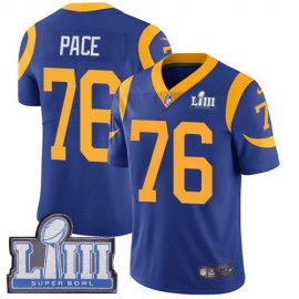 Nike Los Angeles Rams #76 Orlando Pace Royal Blue Alternate Super Bowl LIII Bound Mens Stitched NFL Vapor Untouchable Limited Jersey