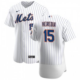 New York Mets #15 Guillermo Heredia Mens Nike White Home 2020 Authentic Player MLB Jersey