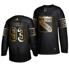 Adidas New York Rangers #93 Mika Zibanejad Mens 2019 Black Golden Edition Authentic Stitched NHL Jersey